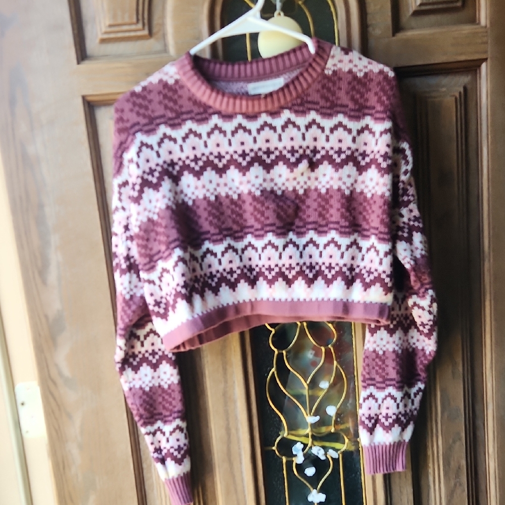 Aeropostale Women's Knit Sweater - Pink and White